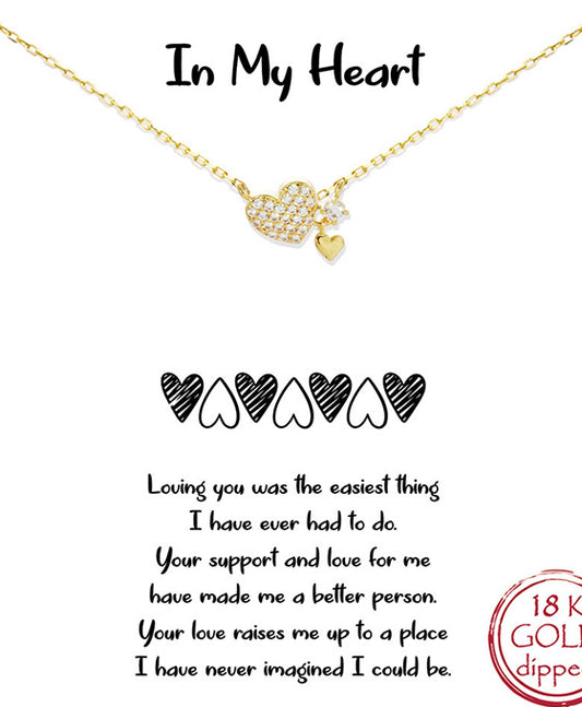 Pave CZ Heart Charm Necklace