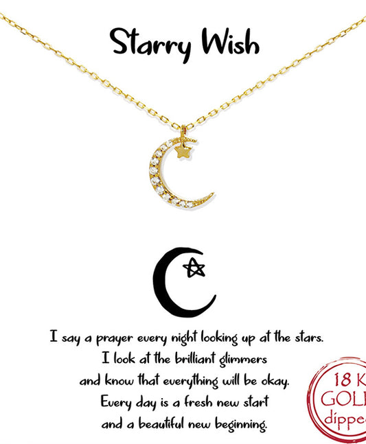 Crescent CZ w/ Star Necklace