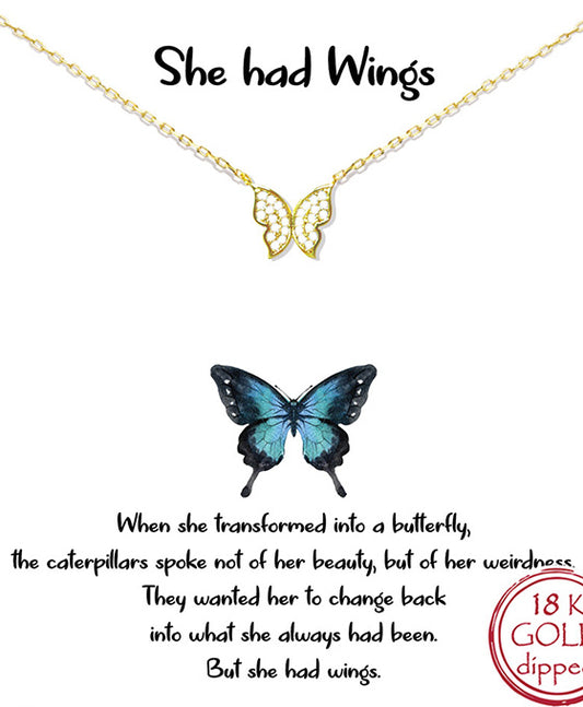 Pave CZ Butterfly Necklace