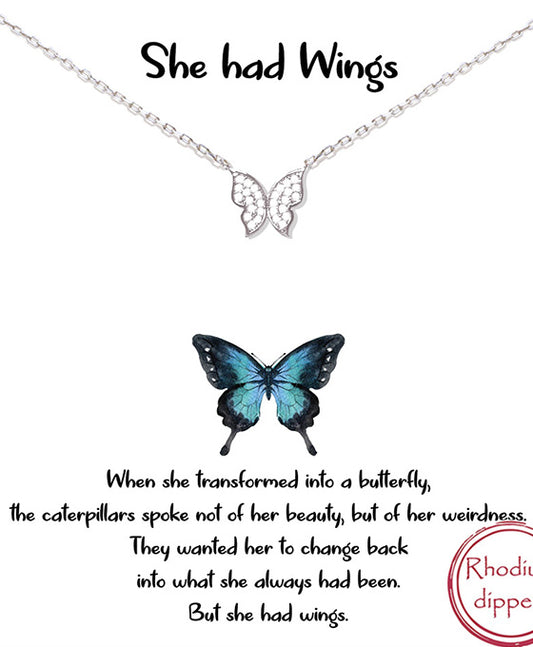 Pave CZ Butterfly Necklace