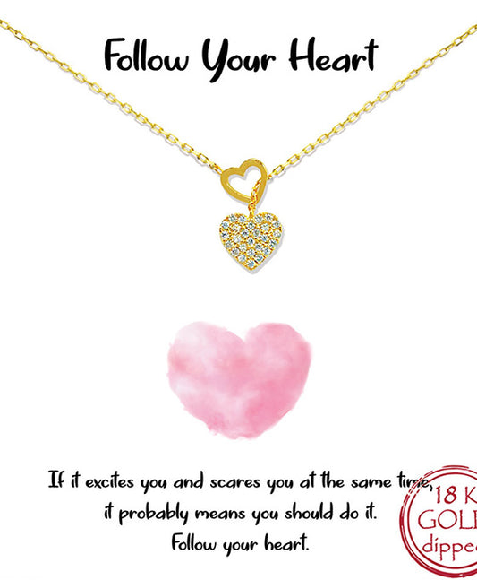Heart Lariat Pave CZ Necklace
