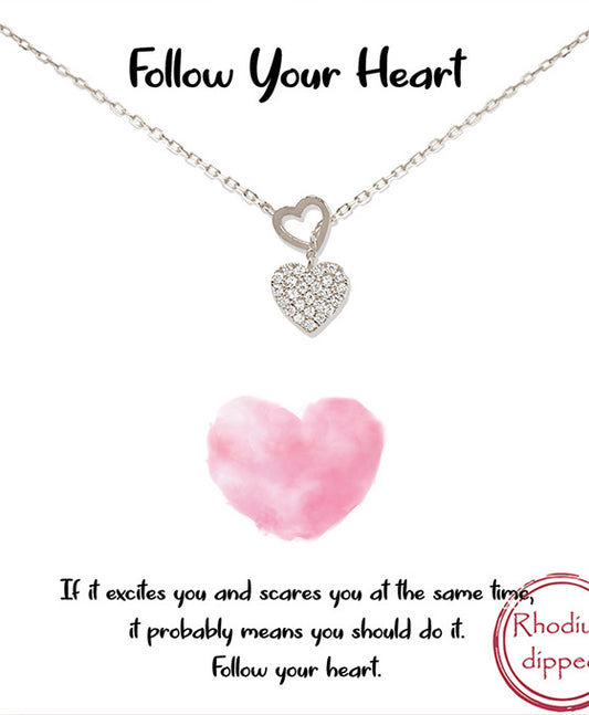 Heart Lariat Pave CZ Necklace