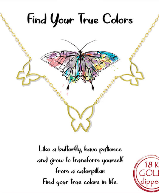 Three Open Butterfly Necklace