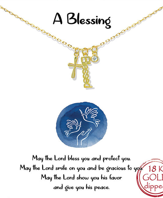 Blessed & Cross Charm Necklace
