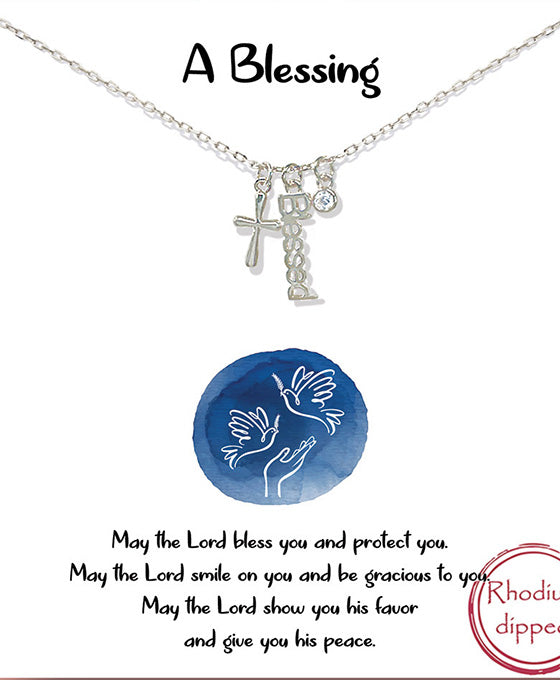 Blessed & Cross Charm Necklace