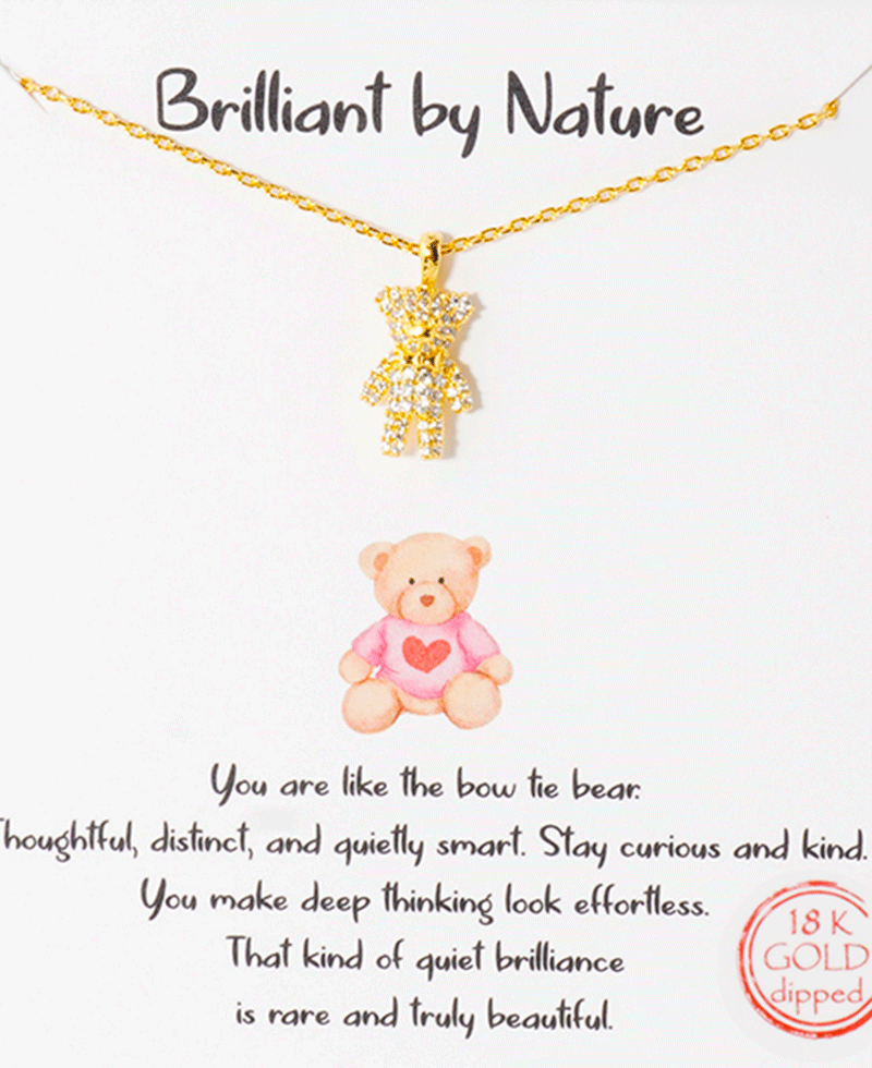 Pave CZ Bear Necklace