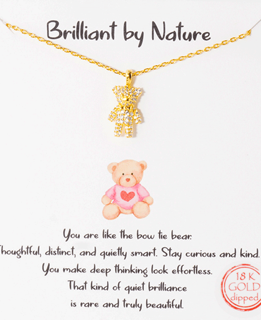 Pave CZ Bear Necklace
