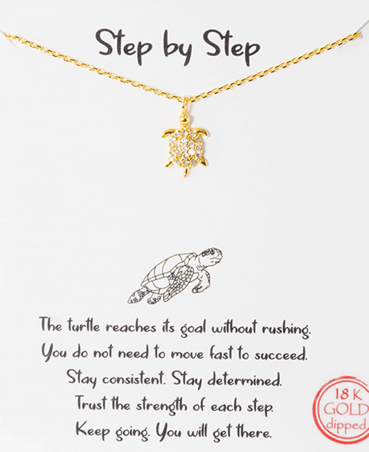 Pave CZ Turtle Necklace