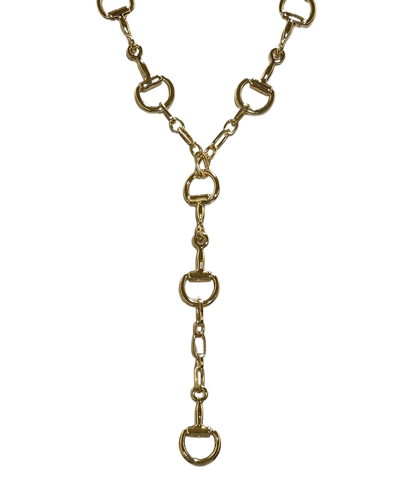 Horsebit Linked Y Drop Necklace