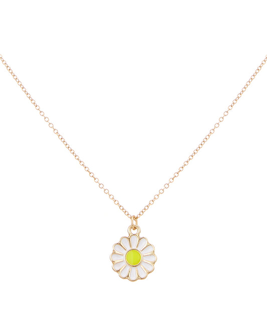 Enamel Flower Pendant Necklace