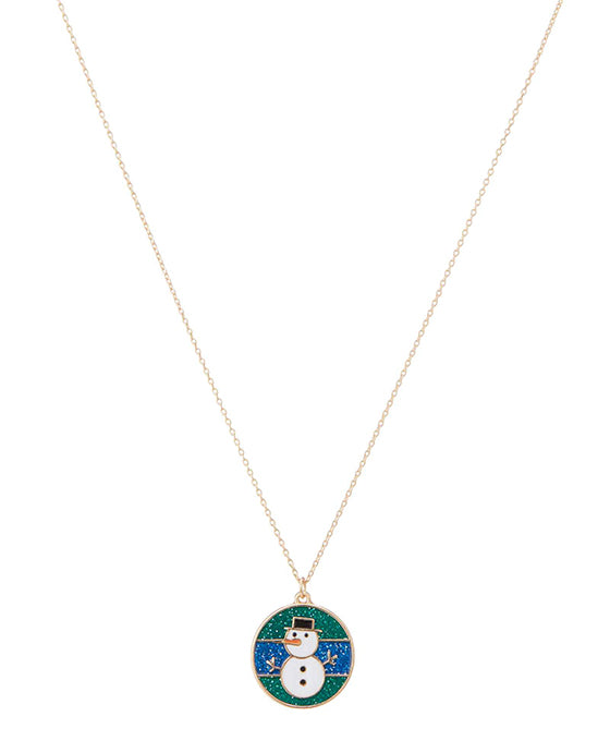 Christmas Snowman Epoxy Necklace