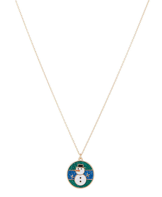 Christmas Snowman Epoxy Necklace