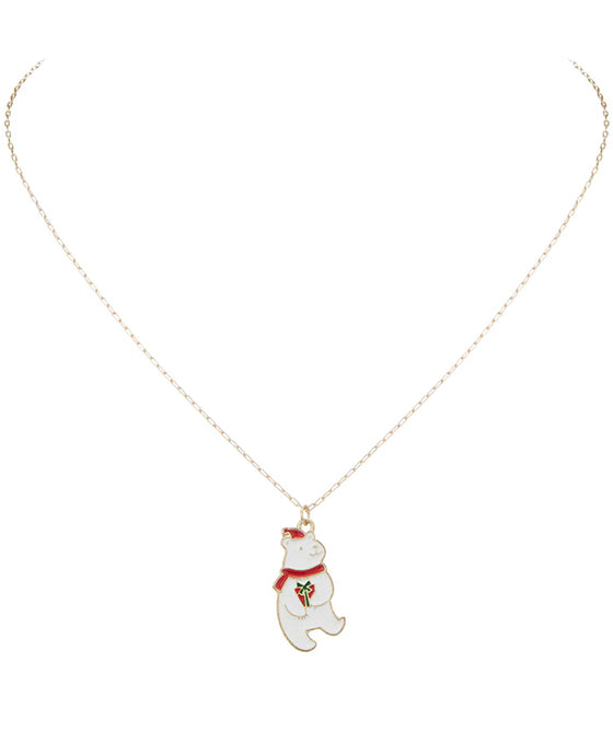 Christmas Bear Epoxy Necklace