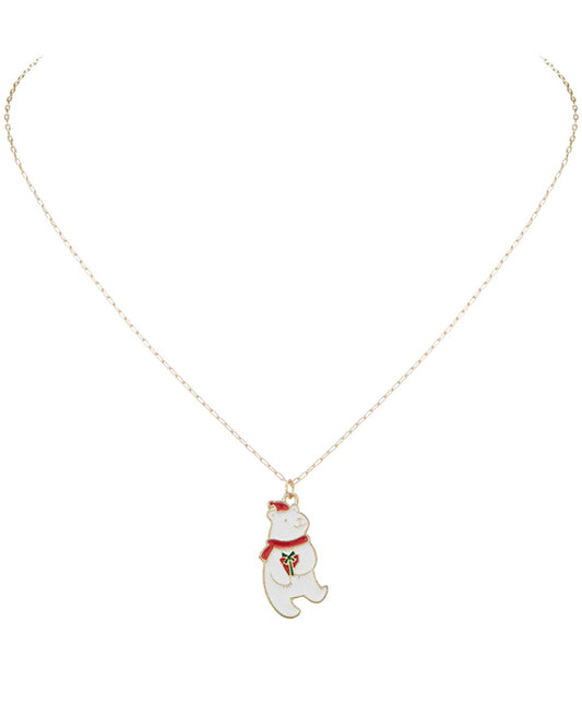 Christmas Bear Epoxy Necklace