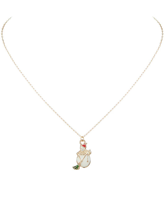 Christmas Snowman Epoxy Necklace