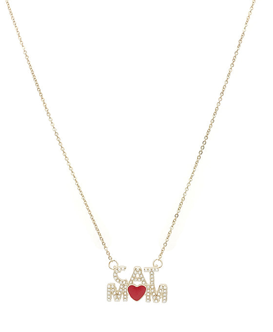 Cat & Mom Pearl Necklace