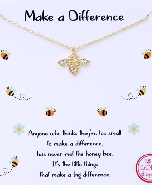 Bee Pendant CZ Necklace