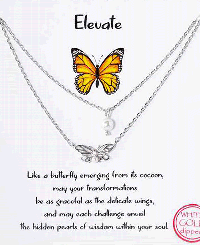 Butterfly & Pearl Layered Necklace