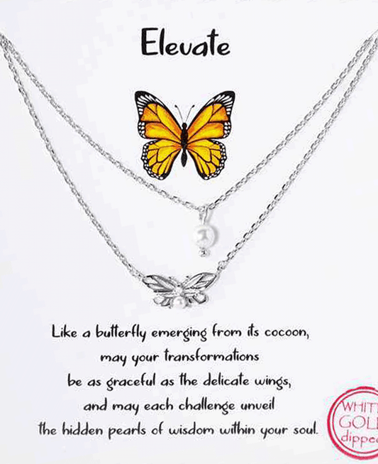 Butterfly & Pearl Layered Necklace