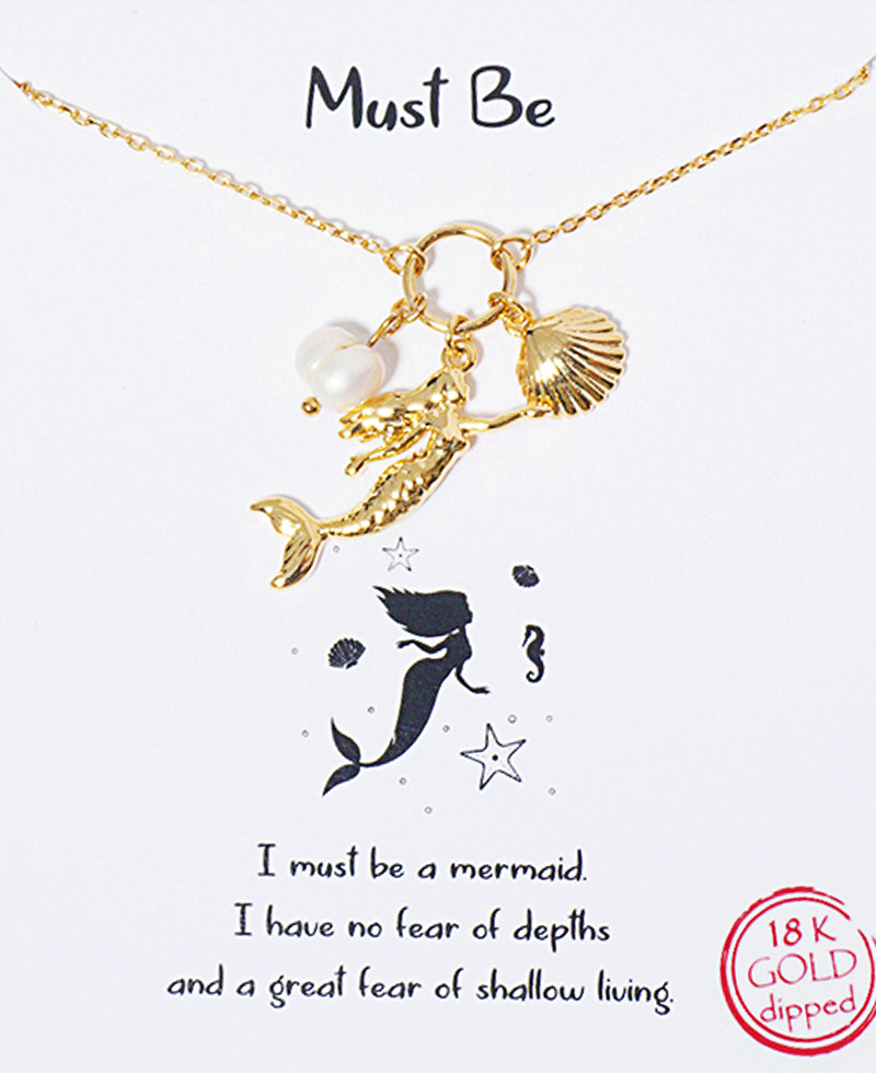 Mermaid & Pearl Pendant Necklace