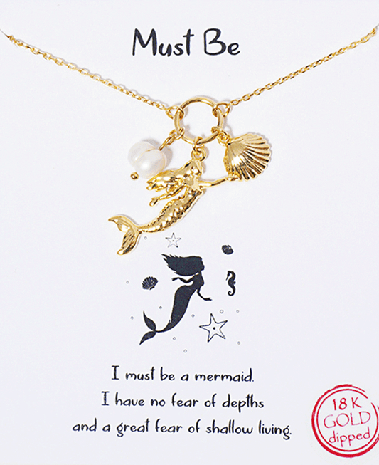 Mermaid & Pearl Pendant Necklace