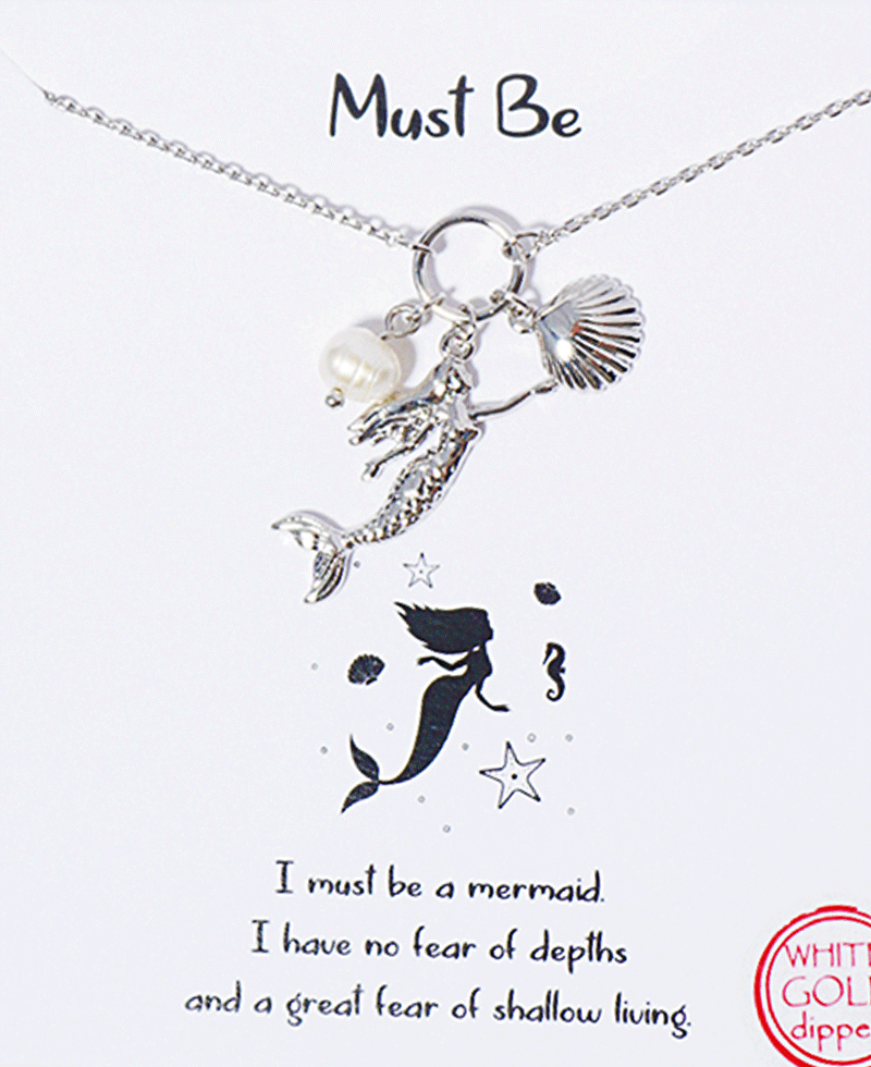 Mermaid & Pearl Pendant Necklace