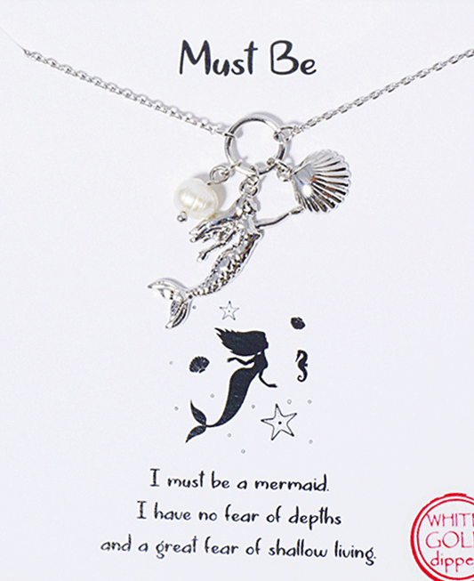 Mermaid & Pearl Pendant Necklace