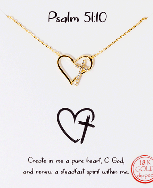 Heart w/ Paved Cross Necklace