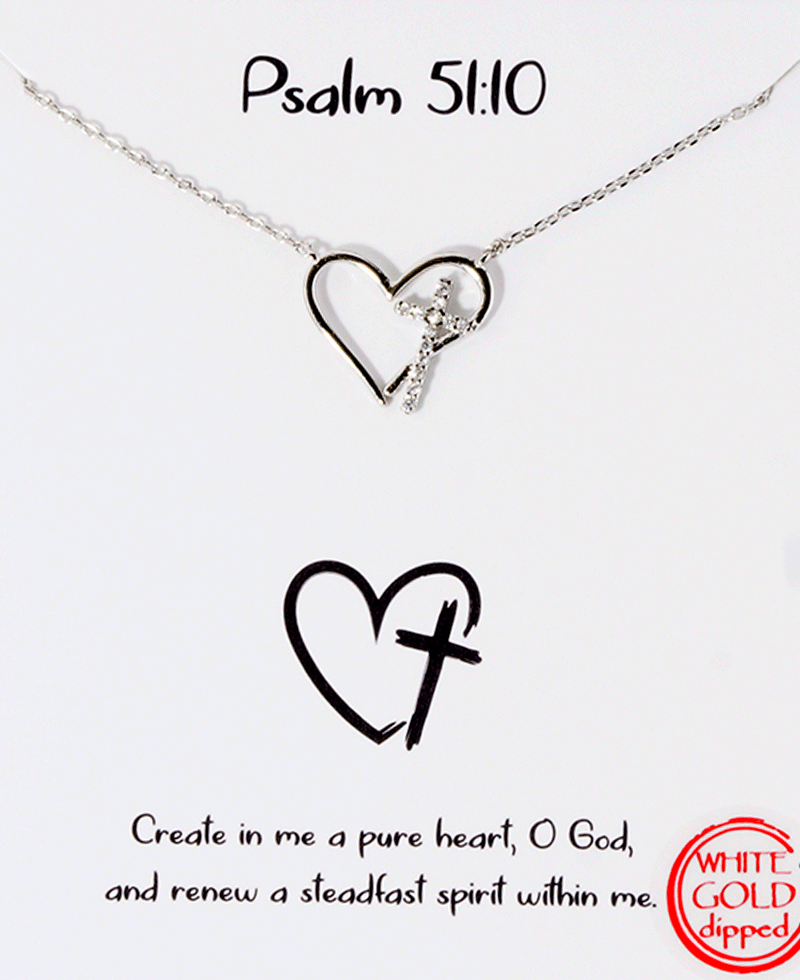 Heart w/ Paved Cross Necklace