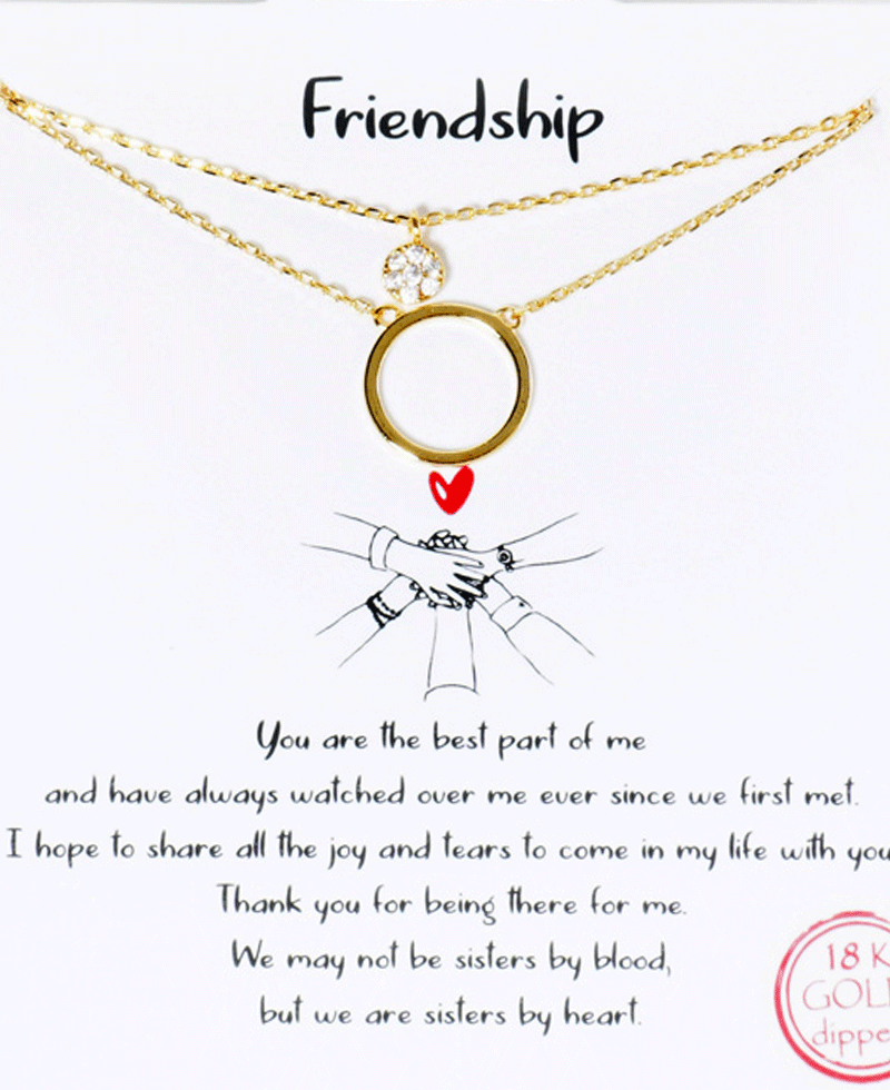 Circle & CZ Double Layered Necklace