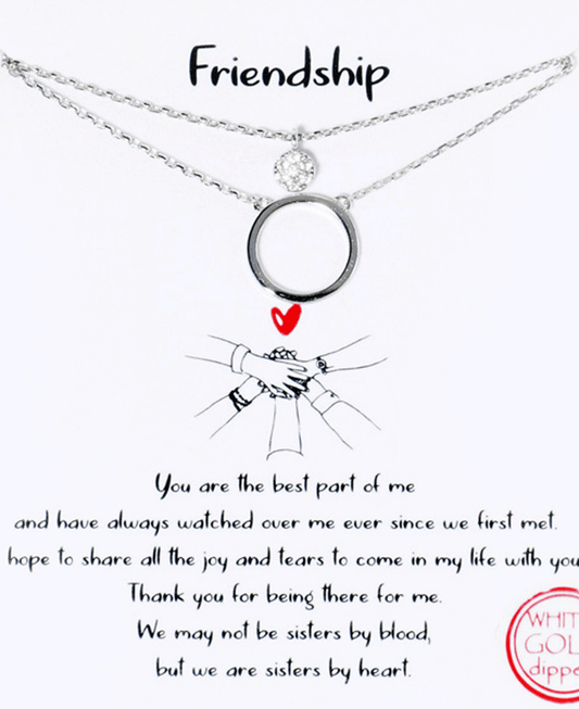 Circle & CZ Double Layered Necklace