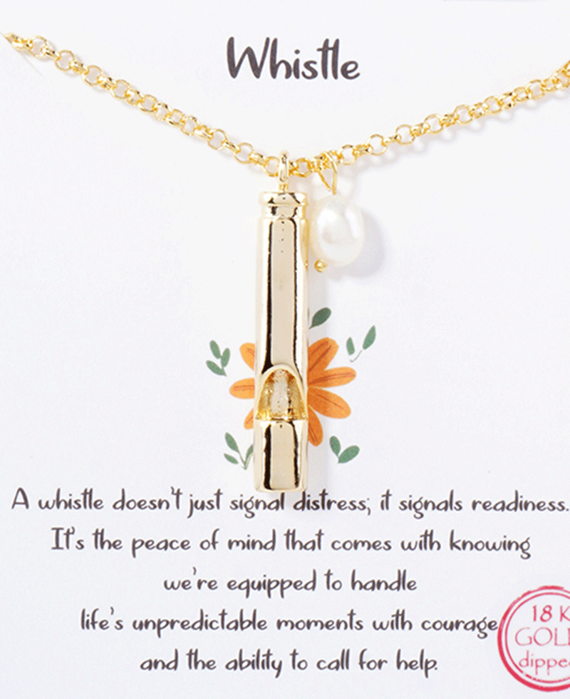 Safety Whistle & Pearl Necklace