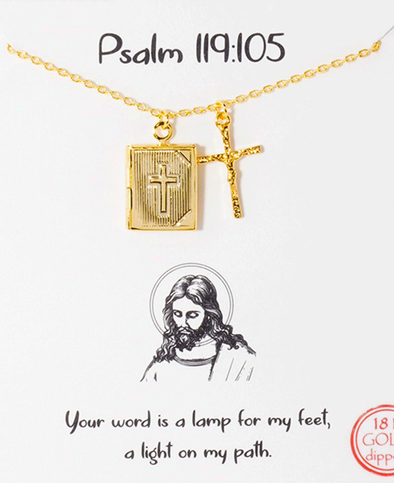 Cross & Bible Pendant Necklace