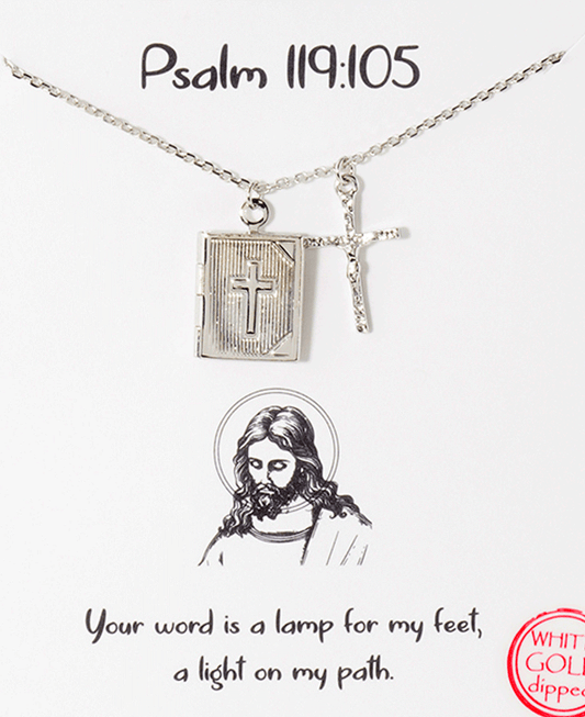 Cross & Bible Pendant Necklace
