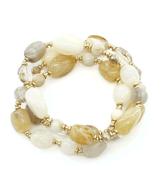 Multi Bead 3 Set Stretch Bracelet