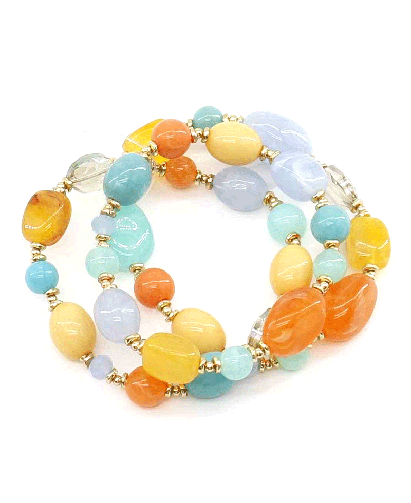 Multi Bead 3 Set Stretch Bracelet