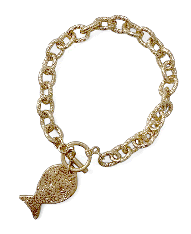 Chain w/ Metal Fish Toggle Bracelet