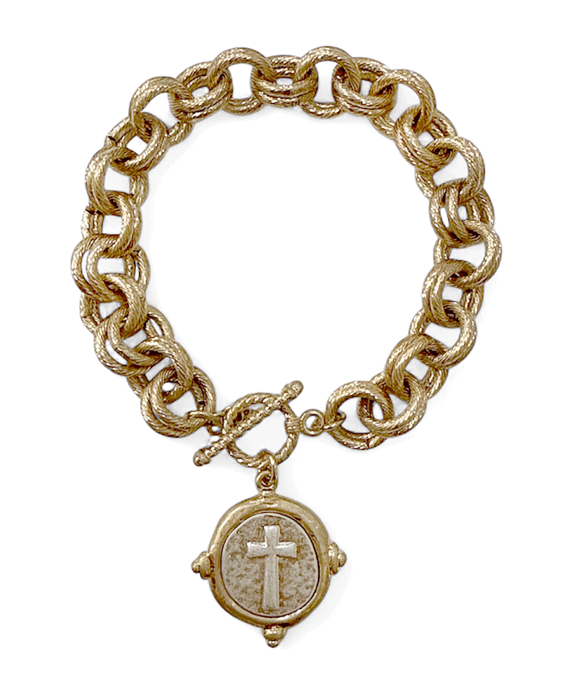 Chain w/ Coin Charm Toggle Bracelet