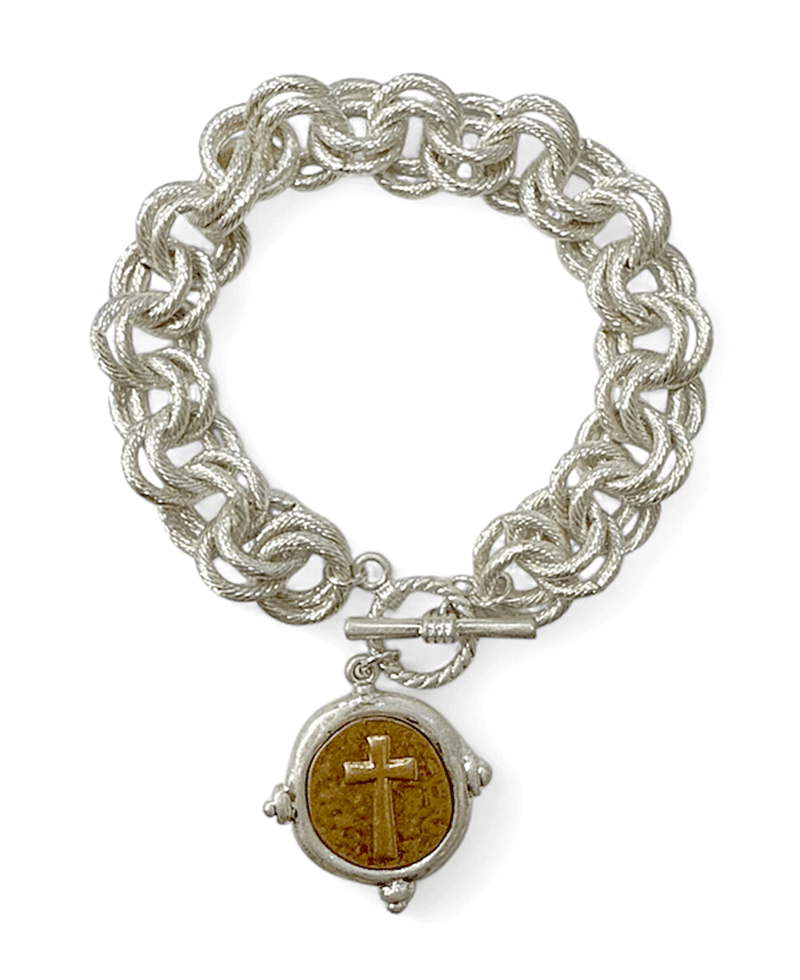 Chain w/ Coin Charm Toggle Bracelet