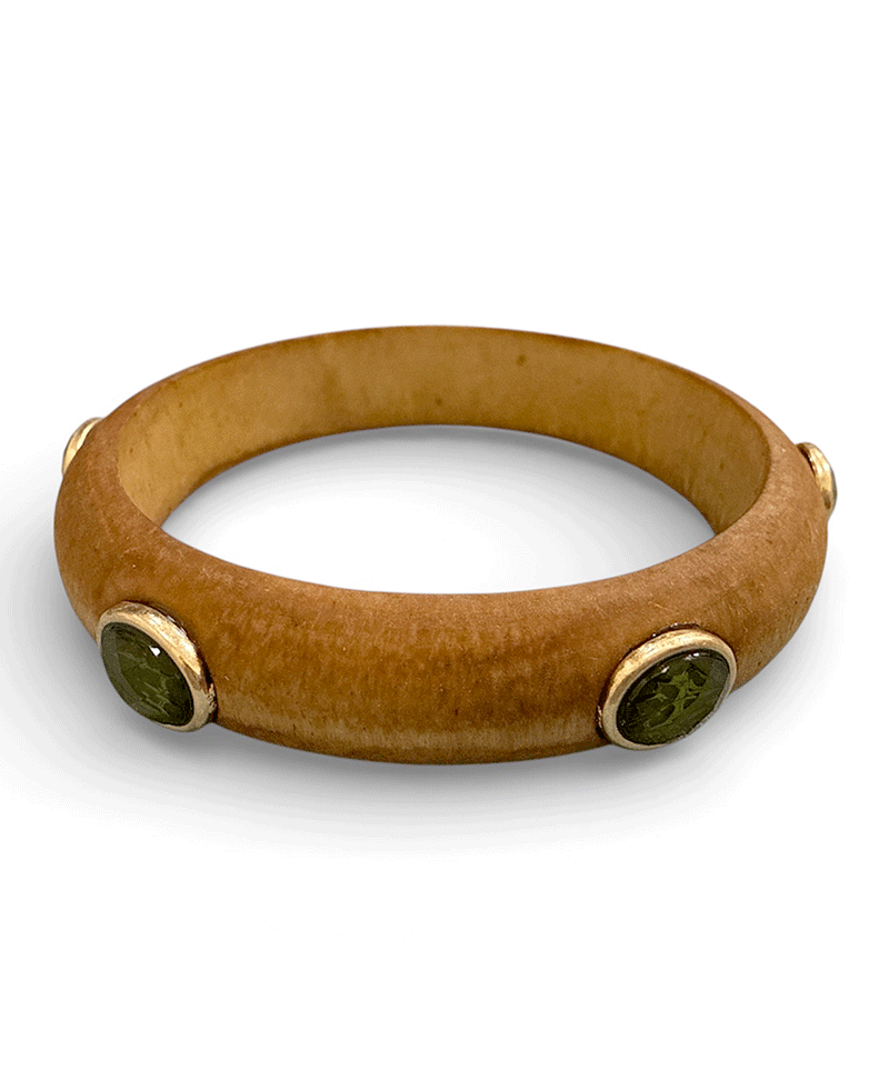 Wood Bangle w/ Round Acetate Bracelet
