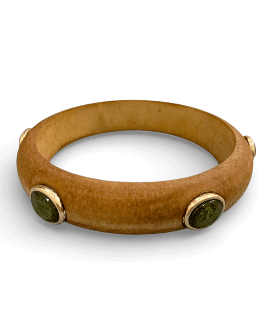 Wood Bangle w/ Round Acetate Bracelet