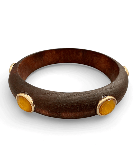 Wood Bangle w/ Round Acetate Bracelet