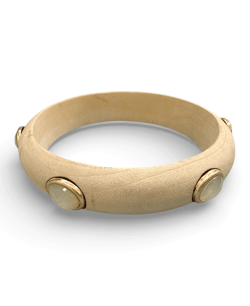 Wood Bangle w/ Round Acetate Bracelet
