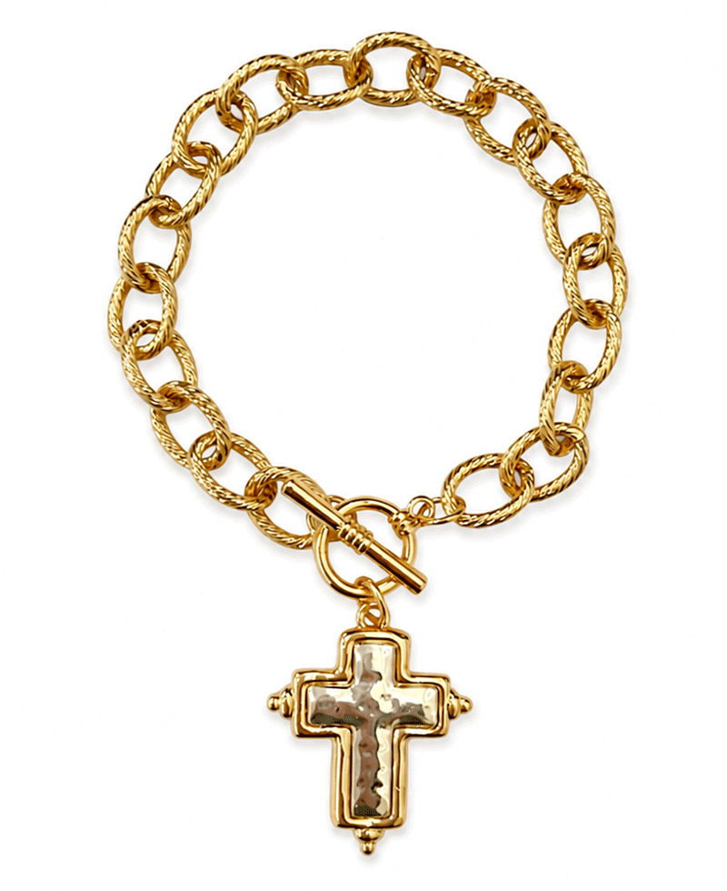 Chain Toggle Clasp w/ Cross Charm Bracelet