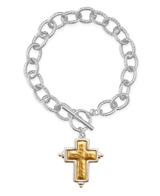 Chain Toggle Clasp w/ Cross Charm Bracelet