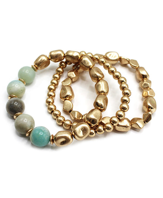 Stone & Beads 3 Set Bracelet