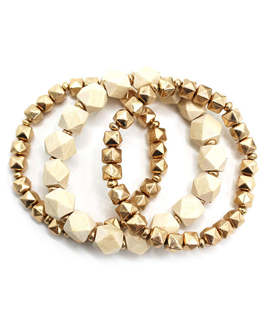 Metal & Wood Stretch Bracelet