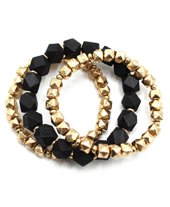 Metal & Wood Stretch Bracelet