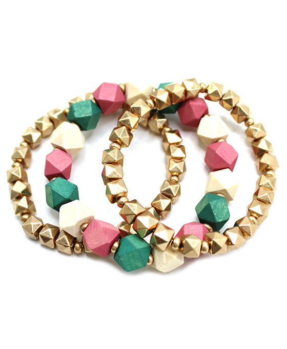 Metal & Wood Stretch Bracelet