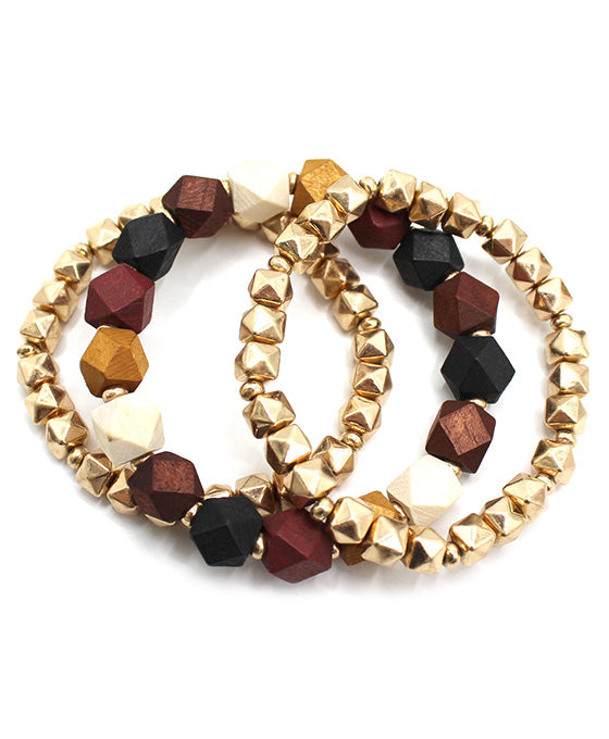Metal & Wood Stretch Bracelet